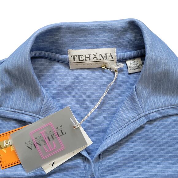 Tehama Women Golf Polo Short Sleeve Blue Collared Hang Em Dry Pima Cotton Sz S - Picture 4 of 8